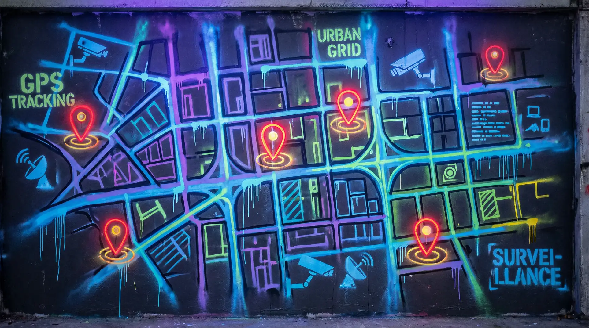 绿帽全家桶 狗仔追踪地图 - 城市涂鸦风格
